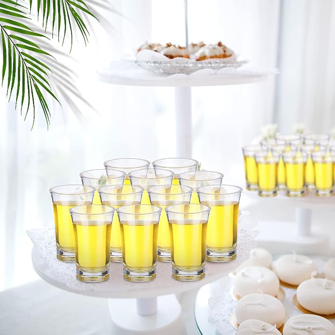 Zubebe 150 Pcs 1.2oz Acrylic Shot Glasses Set with Heavy Base Plastic Clear Round Small Shot Glasses, Bulk for Party Cocktail Vodka Espressos Liqueurs Tequila and Desserts