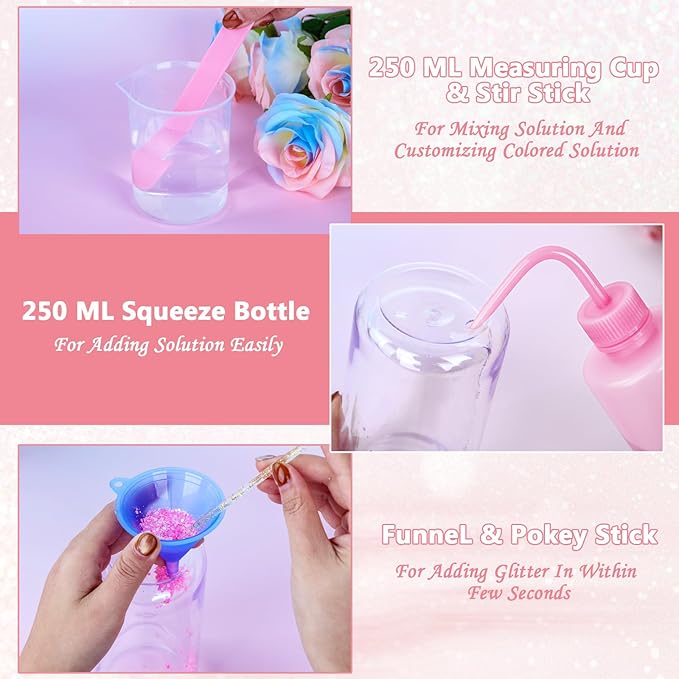 6 Pack 20 Oz Acrylic Snow Globe Tumbler Supplies Starter Kit, Double Wall Plastic Pre-Drilled Snowglobe Tumbler Cup Tool Set, Including Squeeze Bottle Cup Cradle and Scraper etc.