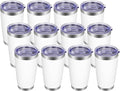 VEGOND 20oz Tumbler with Lid and Straw Stainless Steel Tumbler Cup Bulk Vacuum Insulated Double Wall Travel Coffee Mug Powder Coated Coffee Cup, White, 12 Pack