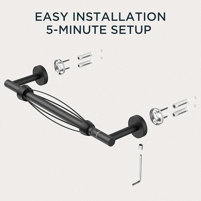 FORIOUS Paper Towel Holder Under Cabinet, SUS304 Wall Mounted Commercial Paper Towel Holder, One-Handed Tear Hanging Paper Roll Holder with Ratchet Mechanism for Kitchen Bathroom Matte Black