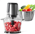 OLIXIS Electric Food Processor, 450W Meat Grinder & Vegetable Chopper with 2 Bowels for Home Use, Food Chopper with Double S-Blades for Vegetable, Onion, Garlic, Meat, Nuts, Black