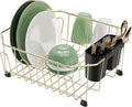 GSlife Small in Sink Dish Drying Rack - Stainless Steel Compact Dish Drainer for RV Kitchen Apartment Sink, Rust Resistant Inside Sink Rack, 1–2 Person Households, 11.6" W x 13.4" L, Champagne Gold