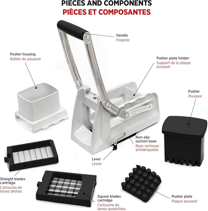 Starfrit Pro Fry Cutter & Cuber - 3-in-1 - Homemade French Fries, Slices and Diced Cubes Potato & Vegetable