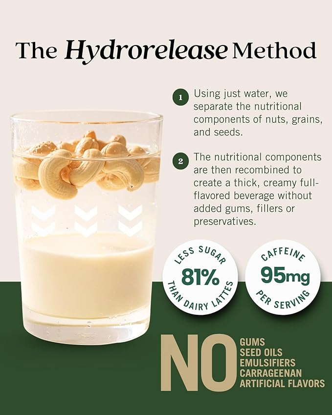 Elmhurst 1925 Caramel Cashew Latte – Plant-Based, Vegan, Dairy-Free Plant Milk Latte Made of Cashew Milk, Cold Brew Premium Arabica with 95mg Caffeine & Sweet Caramel Notes – 25.4oz (Pack of 6)