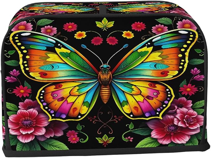 Colorful Art Butterfly 2 Slice Toaster Cover Dust And Fingerprint Bread Maker Cover Bakeware Protector Washable Appliance Covers Kitchen Accessories For Home Kitchen Women Gift