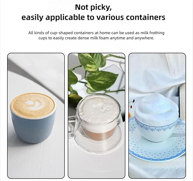 Handheld Milk Frother, Rechargeable Portable Stainless Steel Drink Mixer, Electric Coffee Frother with Two Speed for Matcha Lattes Cappuccino