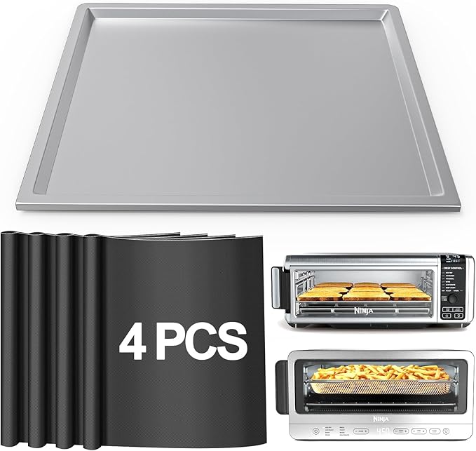 Crumb Tray Replacement Parts for Ninja Foodi SP101 SP100 SP080 SP151 SP201 SP301 Air Fryer Oven Accessories, with 4 Pack Silicone Oven Mats for Ninja Digital Air Fry Countertop Oven