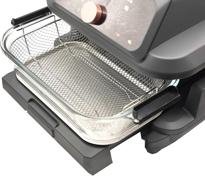 LIVWELL Smart Touch 6-Quart Glass Air Fryer with LED Touch Screen & Pull-Out Drawer | 12 Presets, PFOA & PFAS-Free | Dishwasher-Safe Casserole, Silicone Handles & Trivet Included