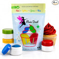 Pixie Dust Natural Food Coloring Powder Set of 4, Red, Yellow, Blue, Green, Dye Free Plant Based Cake Decorating Colors for Icing, Frosting & Drinks, Flavorless, Kosher, Vegan, Non Toxic, .38 oz Each Color 1.5 oz - 44gr