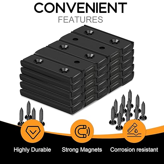 TRYMAG Strong Neodymium Bar Magnets, 45Lbs Heavy Duty - 25 Pack Rare Earth Magnets Strips for Garage, Workshop - 40 x 13.5 x 5mm