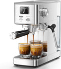 Electactic Semi-Automatic Espresso Machine, 20 Bar Stainless Steel Espresso Machine with Pressure Gauge, Steam Milk Frother, Hot Water Function, Removable Water Tank & Cup Warmer