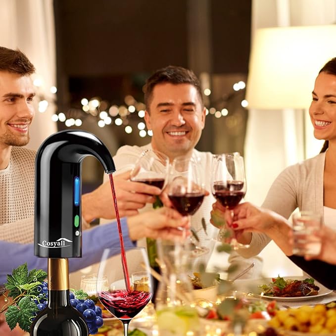 Wine Aerator Electric Wine Decanter,One Touch Red White Wine Accessories Aeration and Decanter Wine Pourer,Wine Gifts for Wine Lovers (Black)