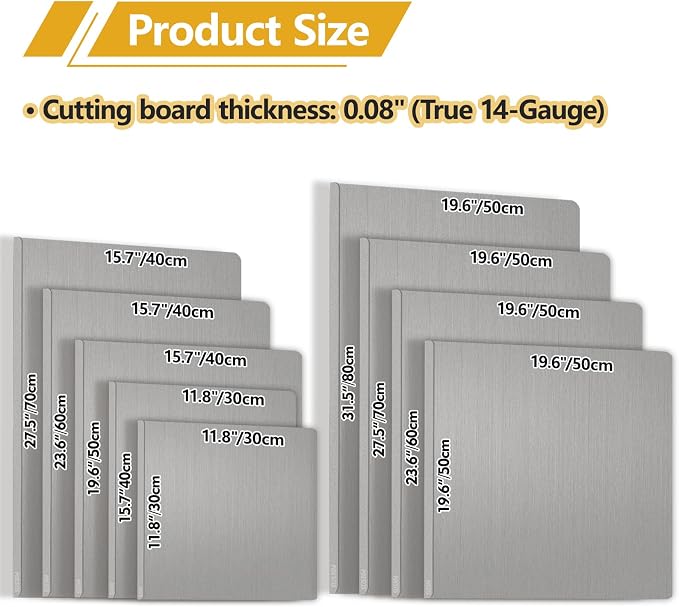 Over The Sink 304 Stainless Steel Cutting Board, Extra Large Cutting Board Non Toxic, Metal Cutting Boards for Kitchen, Chopping Board for Meat, Veggies, Fruits and Kneading(15.7"×23.6"(40×60cm))