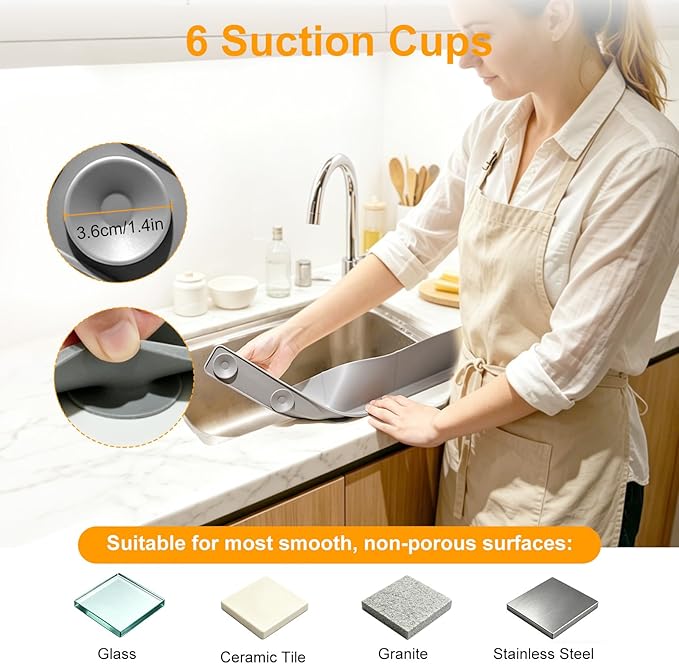 EEEKit 21 Inch Silicone Sink Splash Guard, Kitchen Sink Protector with Suction Cup, Water Splash Guard for Bathroom Sinks, Washbasin, Bathtub, Island