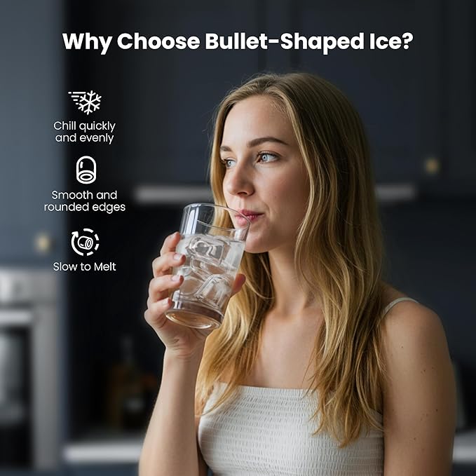 Electactic Ice Makers Countertop,26Lbs/24H,8Pcs in 6Mins,Portable Ice Maker Machine with Self-Cleaning,Interior Lighting,2 Sizes of Bullet Ice for Home/Office/Party(Black)
