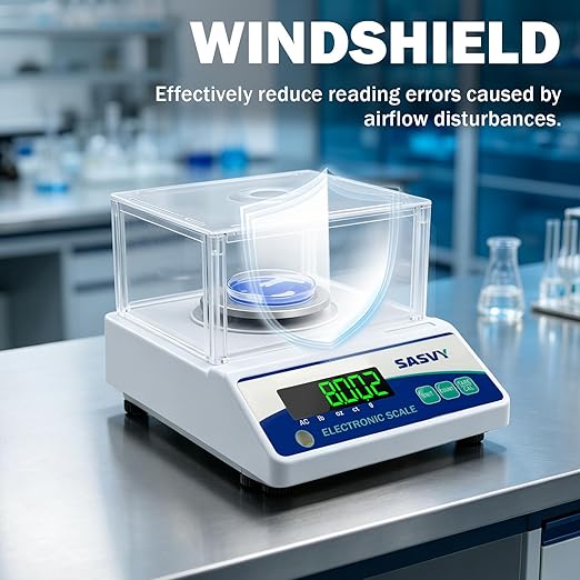 Lab Scale 500g x 0.001g Scientific Scale g/oz/ct/lb High Precision Digital Electronic Analytical Balance for Jewelry Kitchen Laboratory School, Includes 200g Calibration Weight&Battery