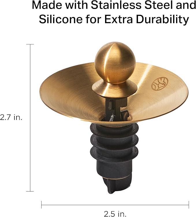 RBT Wine Pourer Stopper 360° Drip-Free Pouring, Low-Profile Stainless Steel & Silicone Wine Accessory for Serving and Storing