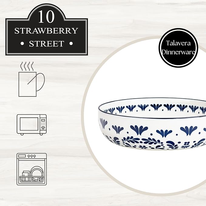 10 Strawberry Street Talavera Dinnerware, Set of 6 (8" Dinner Bowl/Pasta Plate)