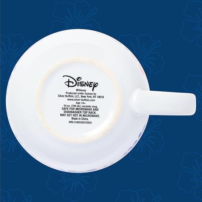 Silver Buffalo Disney Lilo and Stitch Tropical Flowers and Sunnies Shade Ceramic Soup Mug, 24 Ounces