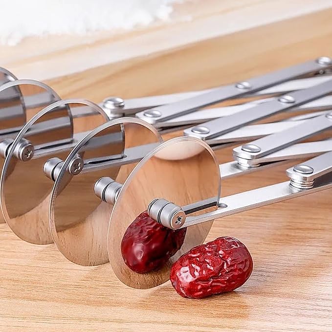 7 Wheel Pastry Cutter Roller Stainless Pizza Slicer, Expandable Pizza Slicer Multi-round Pastry Knife Baking Cutter Roller Pasta Cutter Wheel Cookie Dough Cutter Divider