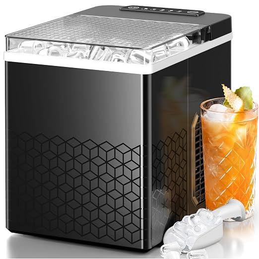 Electactic Countertop Ice Maker, 26Lbs/Day, Compact Small Ice Maker with Auto-Cleaning,Perfect for RV/Home/Kitchen, Black