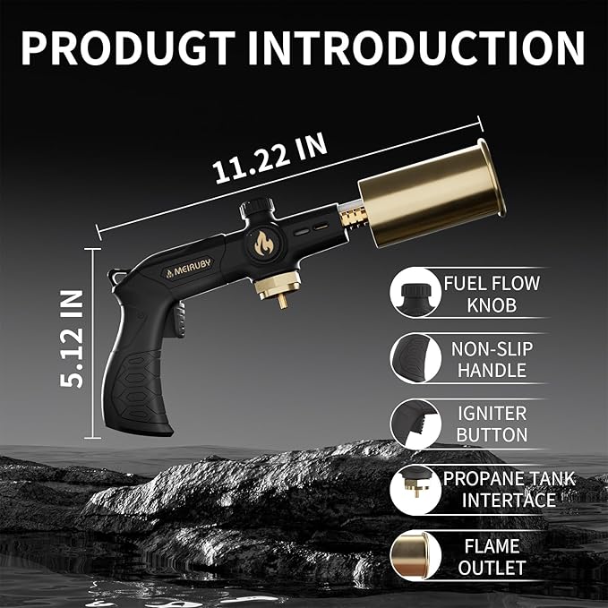 Powerful Propane Torch, Gift for Men Dad, Culinary Blow Kitchen Cooking Torch for Steak Searing, Campfire Charcoal Starter for Blackstone Griddle Accessories (Tank Not included)