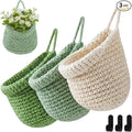 Honeydak Boho Decor Hanging Wall Baskets for Kitchen 3 Pack Teardrop Baskets with Hooks Storage Fruit Onion Vegetable Potato for Home 3 Sizes(Sage Color Palette,Barrel,Cotton Rope)