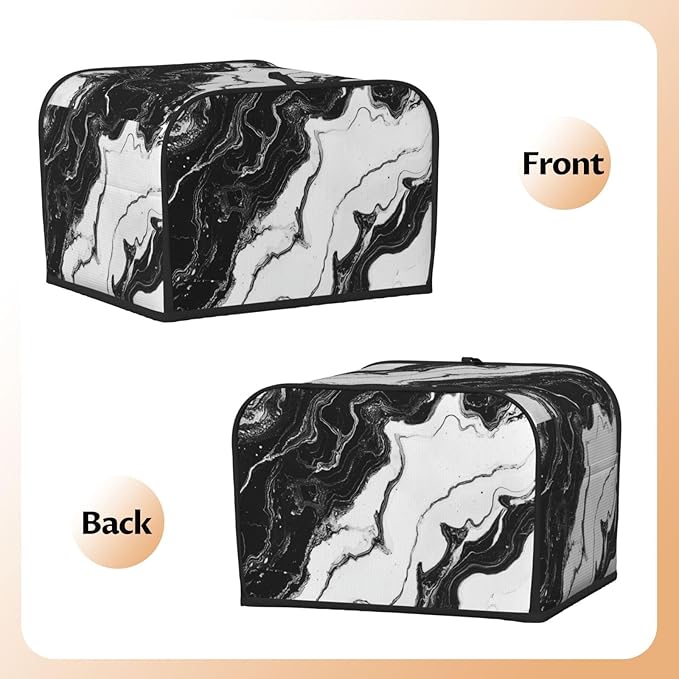 Toaster Cover 4 Slice Marble Black White Liquid Abstract Kitchen Small Appliance Covers with Pockets Dust and Fingerprint Protection