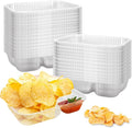 RHBLME 300 Pack Large 8"x6" Plastic Nacho Trays, 2 Compartment Disposable, Plastic Nacho Containers with Chip and Dip Holder for Party, Festivals, Kids, Theater