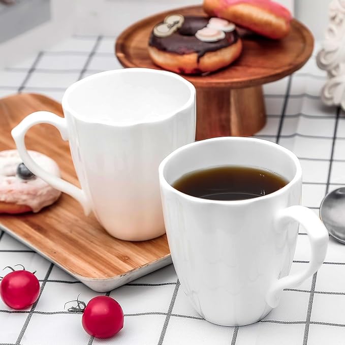 Fine Bone China Coffee Mugs Set of 4(12 oz), Pumpkin Shaped Mugs, Ceramic Tea Cups, DIY Gift, Festival, Oven Microwave Dishwasher Safe