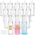 20 Oz Acrylic Snow Globe Tumbler, 16 Pack Pre-Drilled Double Wall Plastic Snowglobe Cup for Glitter Snow Globe Diy, with Clear Lid
