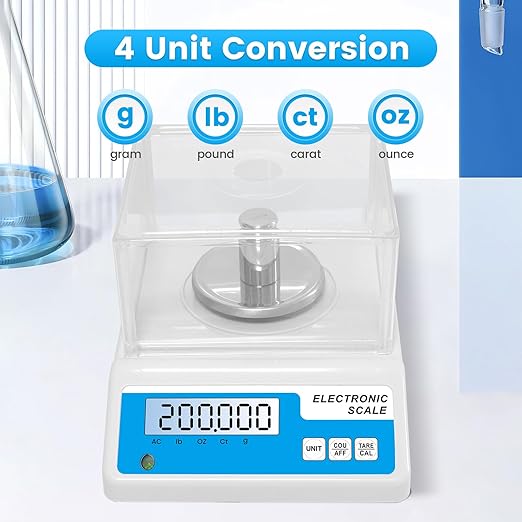 Lab Analytical Balance Scale 500g x 0.001g, 001 Gram Scale High Precision Digital Scale with Windshield, Jewelry Scale for Gold Powder Laboratory Kitchen School, 4 Units with LCD Display