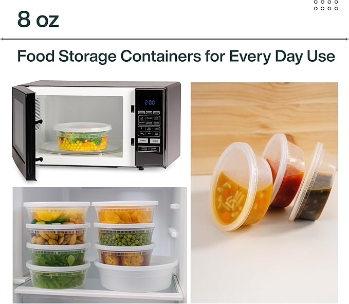 [8oz-240 Sets Plastic Deli Containers with Lids - BPA Free Clear Soup Containers with Airtight Lids, Leak Resistant Food Storage for Meal Prep, Stackable/Microwave/Dishwasher/Freezer Safe