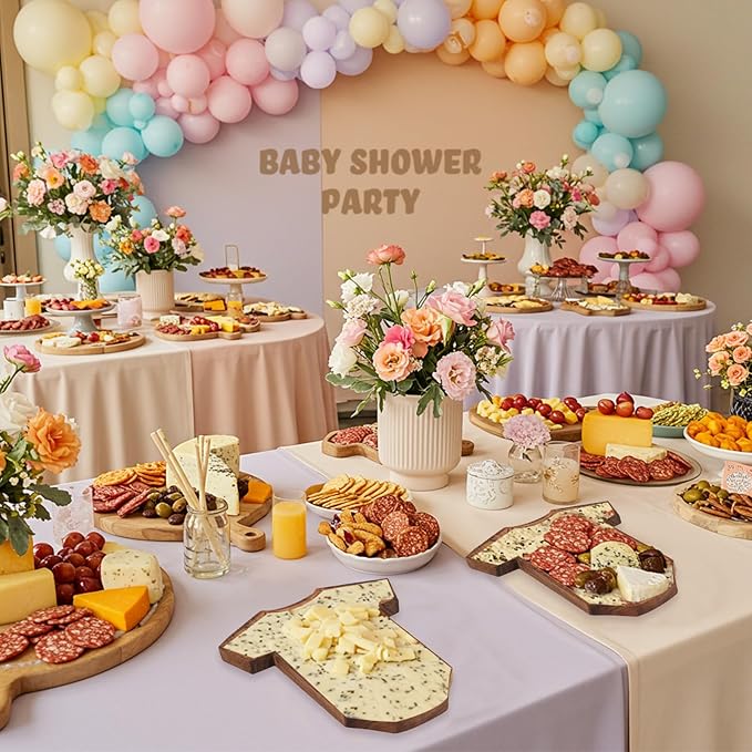 Ziliny 12 Set Baby Shower Gifts for Guest Prizes Clothing Shaped Mini Charcuterie Board Small Cheese Cutting Board Set with Knives Forks Baby Shower Party Favor Thank You Return Gifts (Acacia Color)