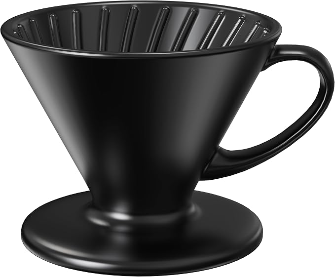 Artisan Series Coffee Dripper Made of High Fired Ceramic Material, Size 02, Ceramic Pour Over Coffee Maker Filter, Coffee Slow Brewing Accessories for Home, Office and Cafe, Black