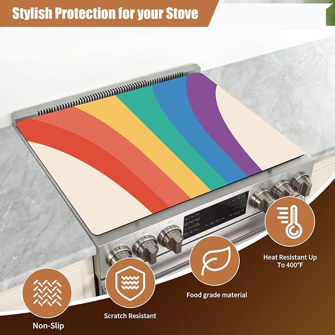 Decorative Electric Stove Top Covers, Heat Resistant Silicone Stove Cover Mat, Stove Top Protectors for Electric Flat Glass Stoves, Adds Extra Counter Space for Small Kitchens and Apartments