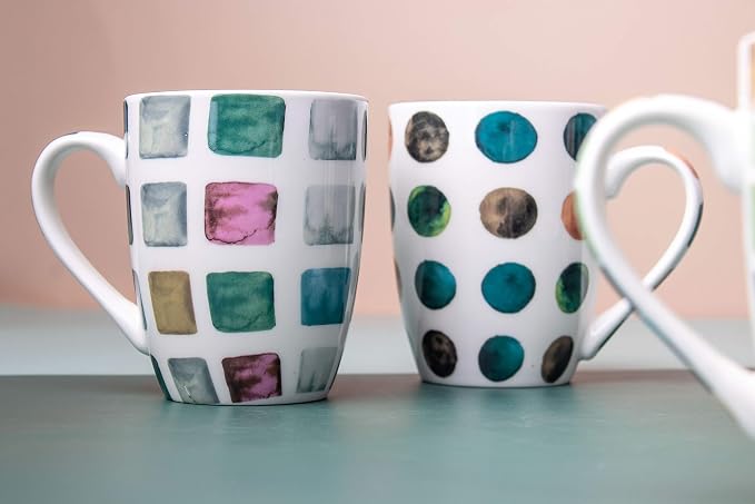 Set of 4 11.5oz Marble Patterns Coffee Mugs, Ceramic Tea Cup Set.
