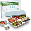 Stainless Steel Lunch Box for Kids 5 and Older – 3 Pieces Stainless Steel Bento Box with 4 Compartments & 2 Snack Containers – Leak Proof, BPA-Free, Eco-Friendly, Dishwasher Safe & Durable – Blue