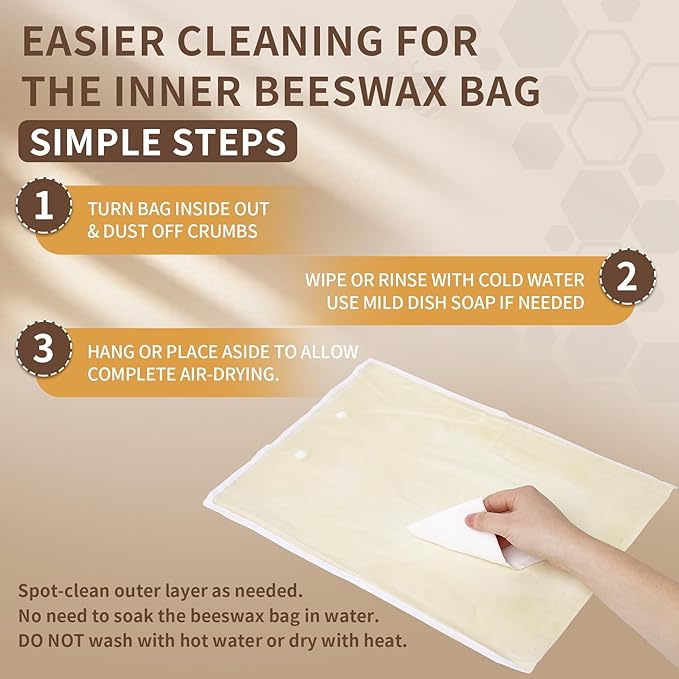 2 Pack Organic Beeswax Bread Bags for Bread & Sourdough, XL Organic Linen Reusable Bread Storage Bag with Removable Double Bags for Easy Cleaning, Food-Safe, Plastic-Free, Keeps Bakes Fresh Longer | Reusable, Non-Plastic, Removable Bags, Eco-Friendly