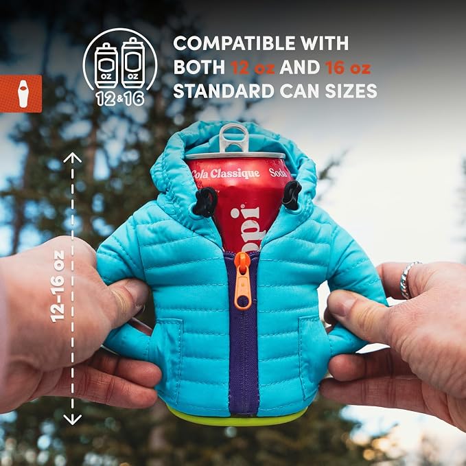 Puffin - The Alpine Jacket - Insulated 12 oz Can Cooler I Beer Bottle & Soda Can Insulator, Keep Drinks and Beverages Cold (Blue Atoll)