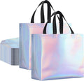 Eccliy Reusable Gift Bags Set Glossy Grocery Gift Tote Bag with Handle for Wedding, Bridal Shower, 4th of July, Summer Event(12 x 11 x 4.7 I Inch,Rainbow,80 Pcs)