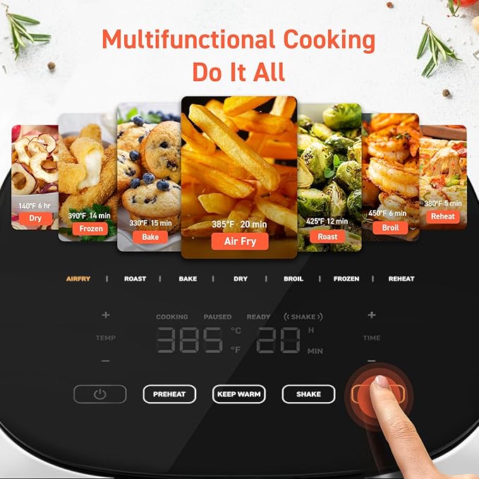 COSORI Air Fryer Pro LE 5-Qt Airfryer, With 20PCS paper liners, 10 Functions that Dry, Bake, Roast &Preheat, Shake Reminder, Up to 450℉, 85% Oil less, Compact, 130+ Recipes, Dishwasher Safe, White