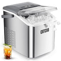 Ice Makers Countertop with Handle, 9 Ice Cubes in 6 Mins, 26.5Lbs/24H, 2 Sizes of Bullet Ice, Portable Ice Maker Machine with Self-Cleaning, for Home Kitchen Party RV Camping, Stainless Steel Silver