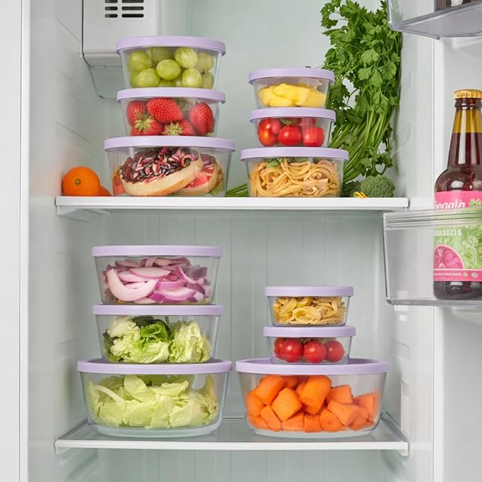 DURA LIVING 12-Piece Glass Food Storage Containers Set (6 Containers + 6 BPA-Free Lids) | 2-Cup, Leakproof | Microwave, Freezer, Oven & Dishwasher Safe | Ideal for Meal Prep & Pantry Organization