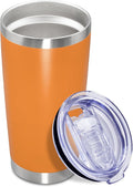 20 oz Tumbler Coffee Travel Tumblers Bulk with Lid Stainless Steel Double Wall Vacuum Insulated Mug Powder Coated Cups fit Car Cupholder for Hot and Cold - Orange, 1Pack