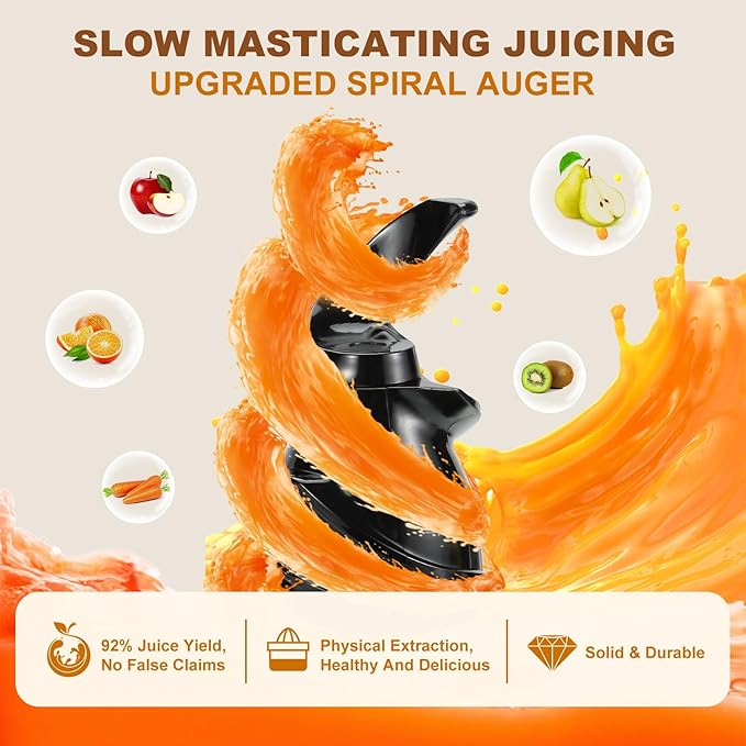 Juicer Machines, Cold Press Juicer with 4.2'' Large Feed Chute, Fit Whole Fruit Slow Juice Extractor Machine, 250W Masticating Juicers Easy To Clean, BPA Free, High Juice Yield