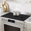 KitchenRaku Large Induction Cooktop Protector Mat, Translucent (Magnetic) Electric Stove Burner Covers Antiscratch as Glass Top Stove Cover or Electric Stove Top (Unembellished Black, 54x90CM)