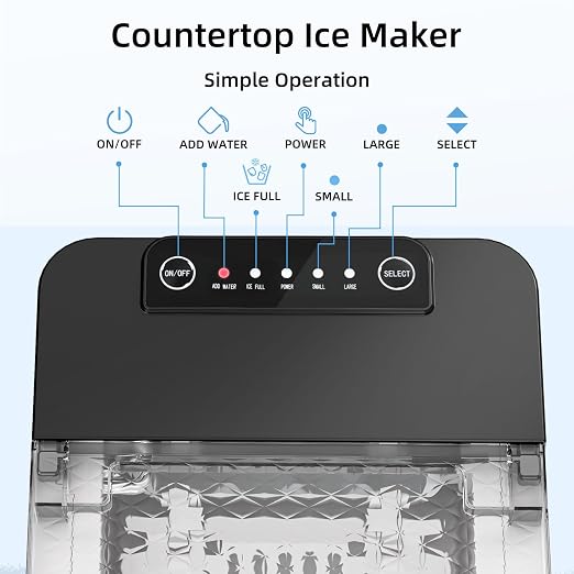 Antarctic Star Countertop Bullet Ice Maker, 27Lbs/24H Ice Machine with Fast 6 Min Ice Making, Self-Cleaning Portable Ice Maker for Home Kitchen RV