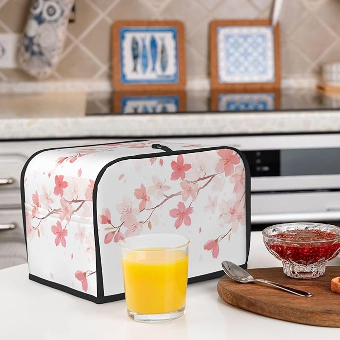 Toaster Cover 2 Slice Pastel Flower Cherry Blossom Kitchen Small Appliance Covers with Pockets Dust and Fingerprint Protection