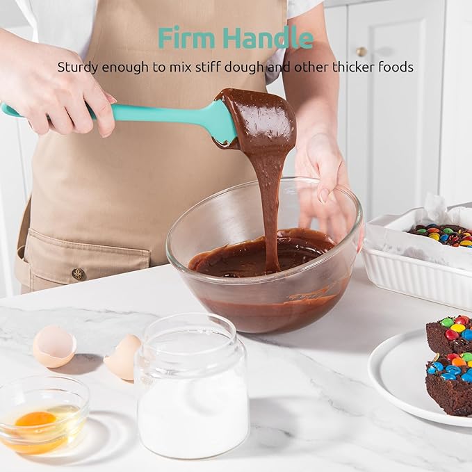 U-Taste Multicolors 18/8 Stainless Steel Measuring Cups and Spoons Set of 10 and Aqua Sky 600ºF High Heat-Resistant Silicone Spatula Set of 4